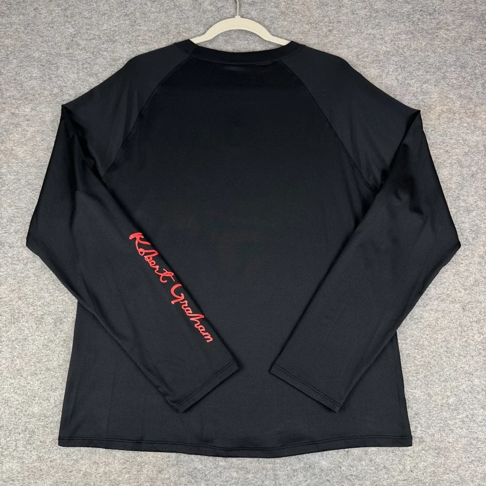 Robert Graham Long Sleeve Rashguard Shirt UPF 50+ Black Mens Large L